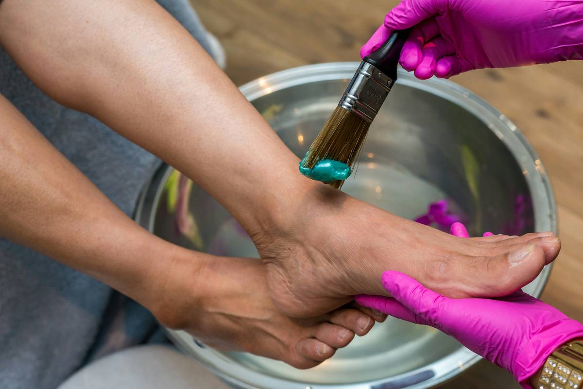 foot products and care routine with urea cream and cotton socks